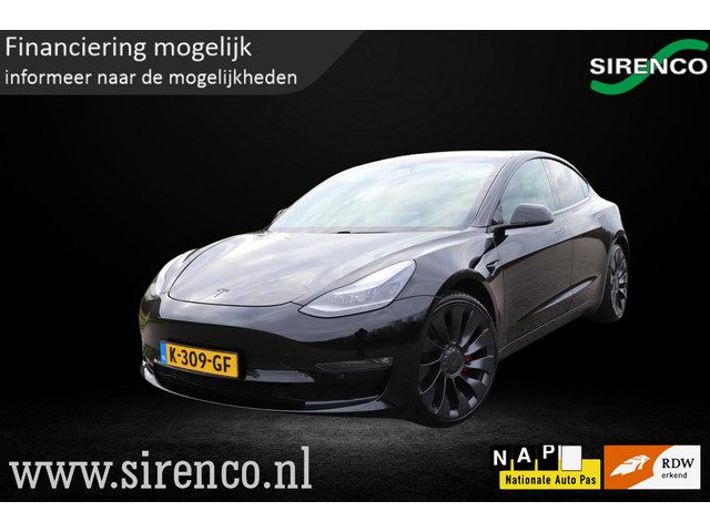 Tesla Model 3 Performance AWD 75 kWh | facelift | warmtepomp | 462 pk | soh 90% | black on black | e
