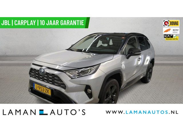 Toyota RAV4 2.5 Hybrid 218pk Bi-Tone | Alarm JBL CarPlay Halfleder Trekhaak ECC Nav 18" LMV ACC Came