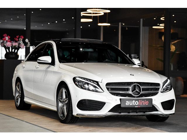 Mercedes-Benz C-Klasse 180 AMG-Line. Pano, Burmester, Camera, Sfeer, 9-Traps, Diamond White Pearl!